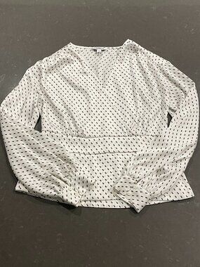 Express Printed Wrap Front Peplum Top Small